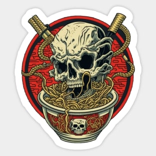 Creepy Great Ramen Bowl Japanese Noodles and skull Sticker